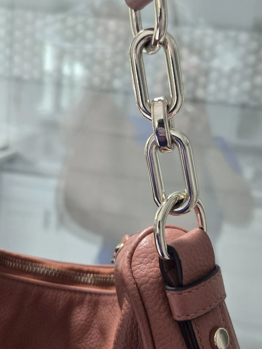 kate spade Dusty Rose Pebbled Leather Hobo with Chain Strap